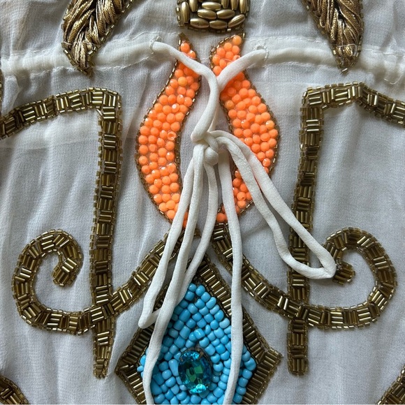 NWT Boston Proper Sunburst Tunic white sheer beaded coverup top size XL swim - Picture 7 of 11